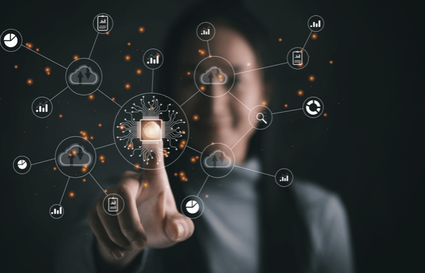 person touching computerized screen