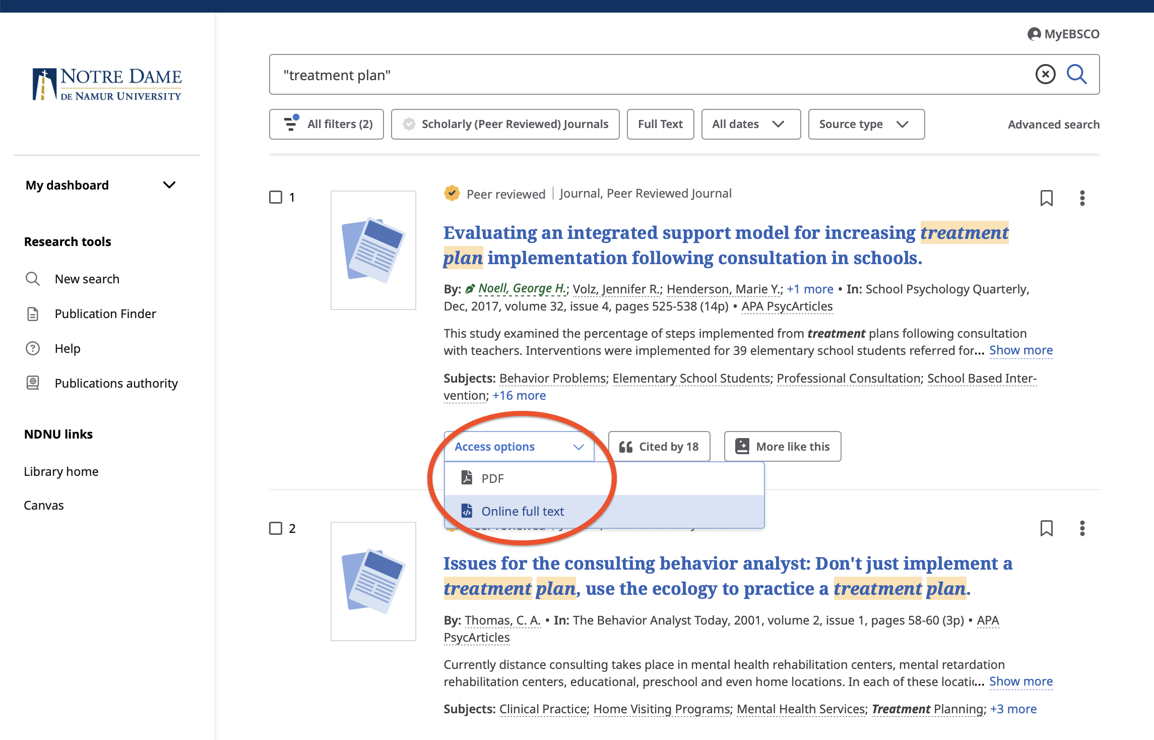 WorldShare results list Click the item's title or the "access options" dropdown